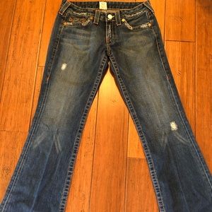 True Religion light distressed bootcut jeans